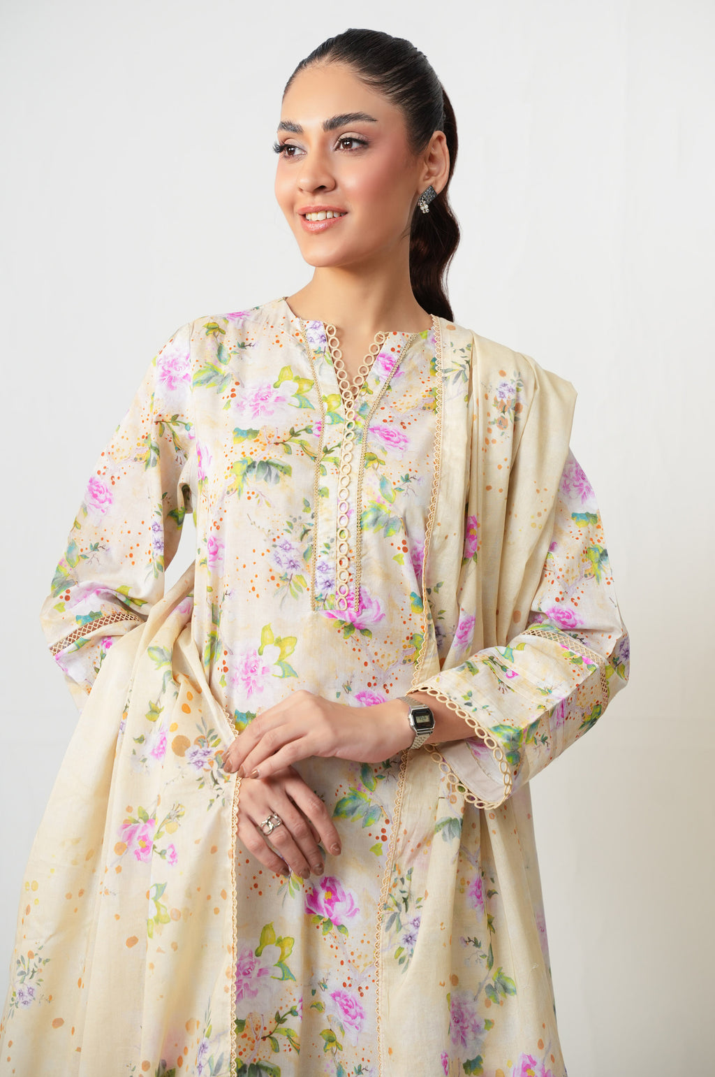Unstitched 3 Piece Digital Printed Lawn Suit