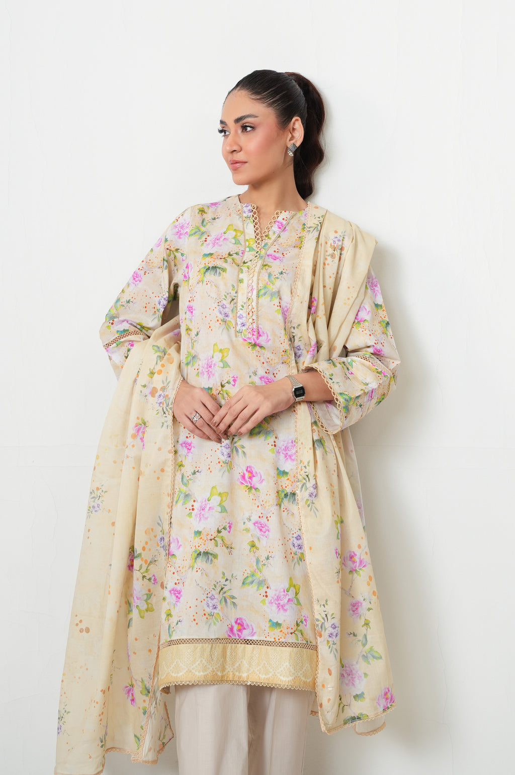 Unstitched 3 Piece Digital Printed Lawn Suit