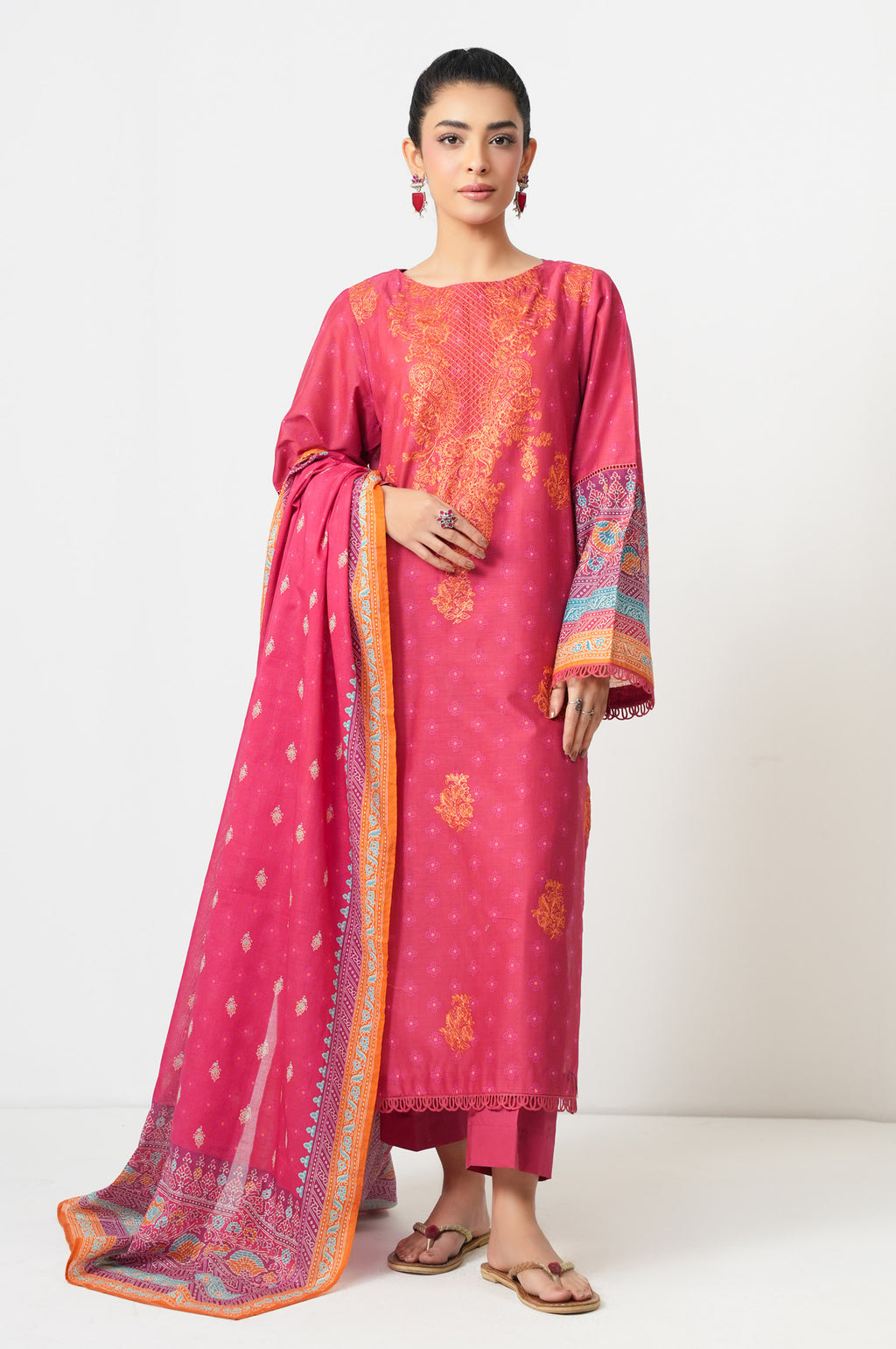 UNSTITCHED EMBROIDERED SUIT