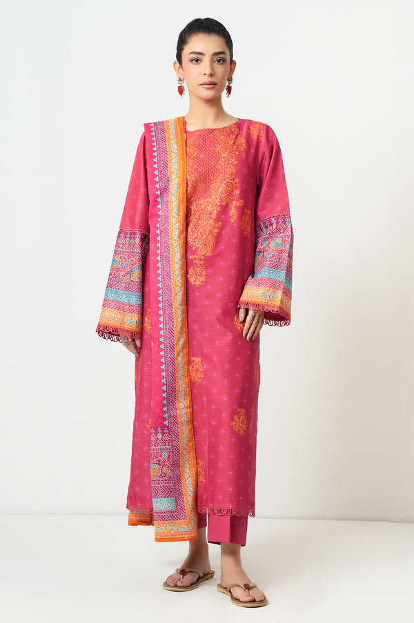 Unstitched 3 Piece Embroidered Lawn Suit