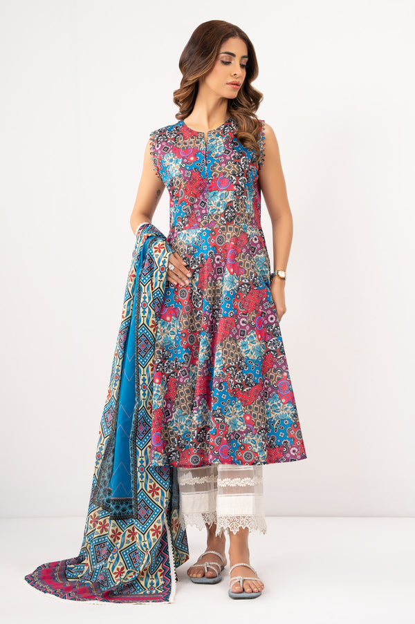 Unstitched 3 Piece Digital Printed Lawn Suit