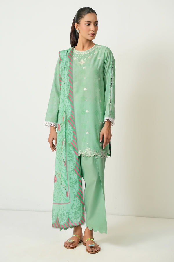 Unstitched 3 Piece Embroidered Lawn Suit