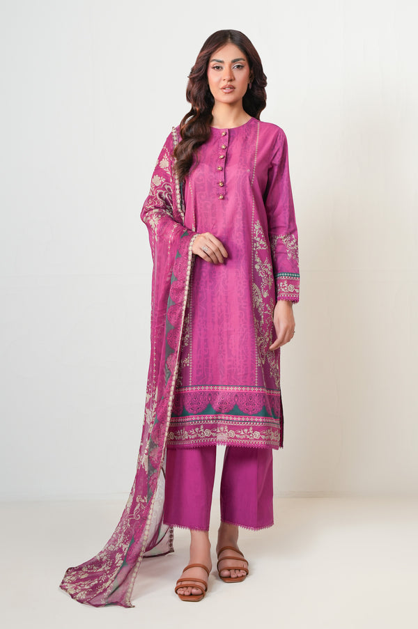 Unstitched 3 Piece Embroidered Lawn Suit