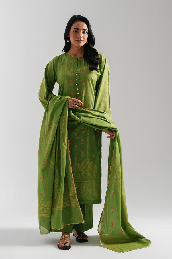 Unstitched 3 Piece Printed Embroidered Lawn Suit