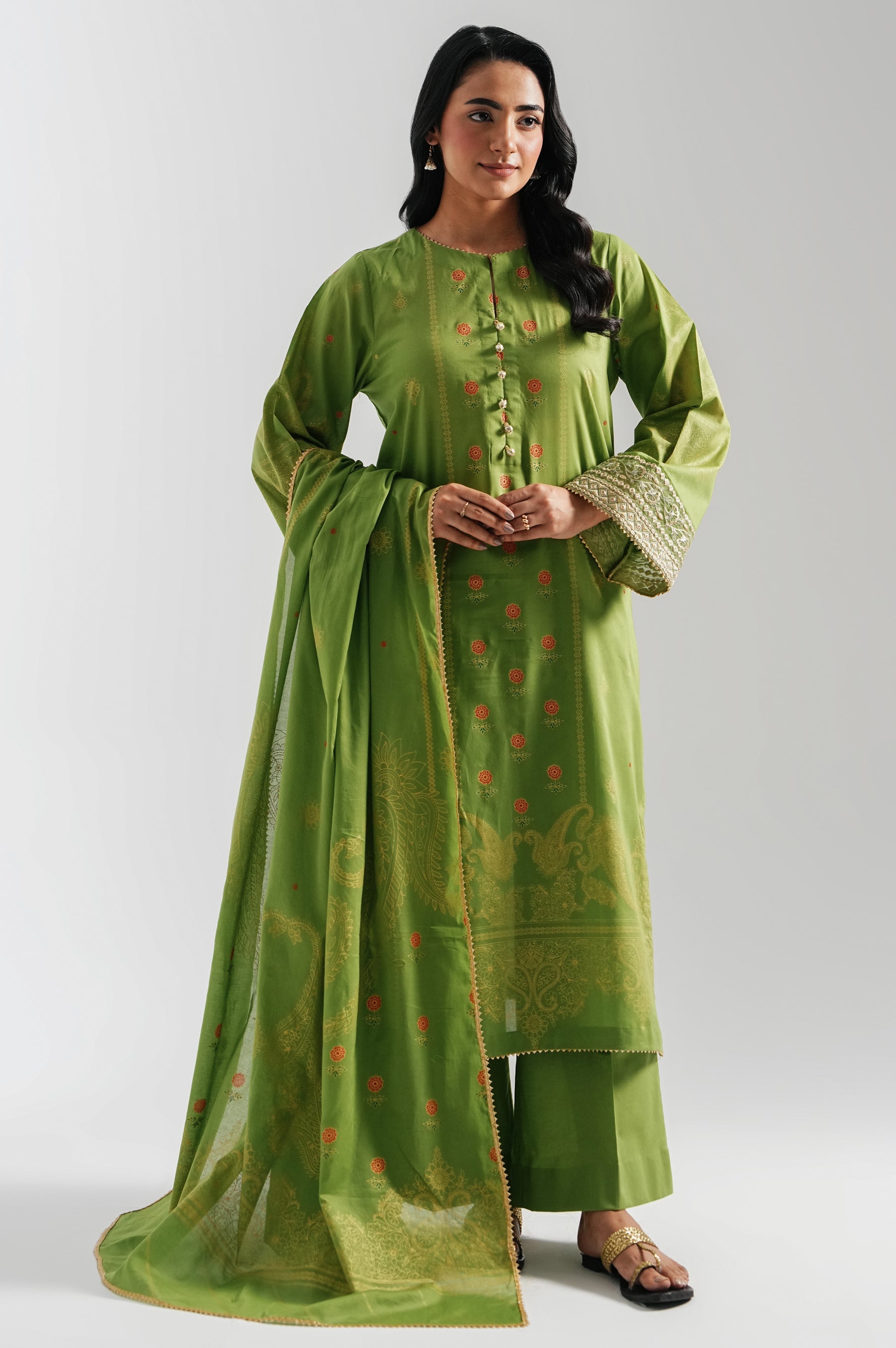 UNSTITCHED EMBROIDERED SUIT