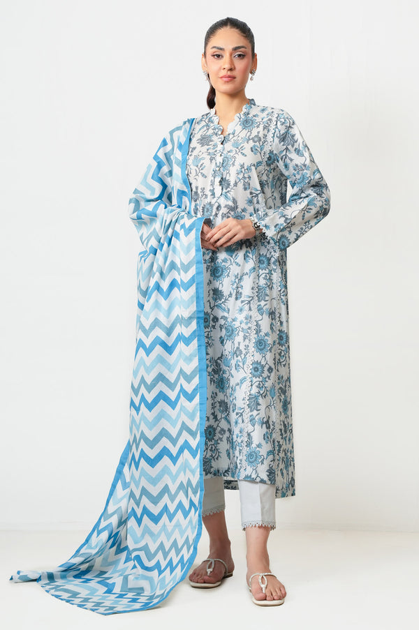 Unstitched 3 Piece Digital Printed Lawn Suit