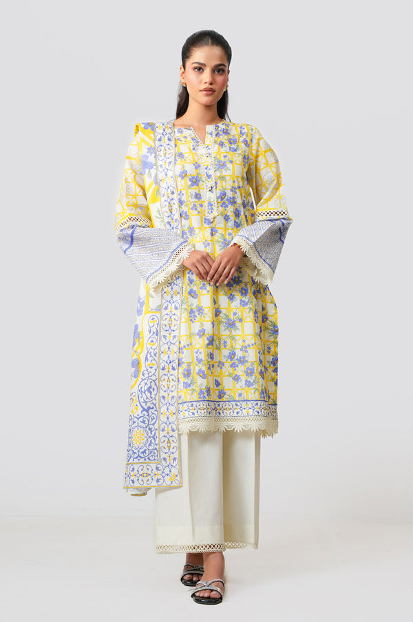 Unstitched 3 Piece Digital Printed Lawn Suit