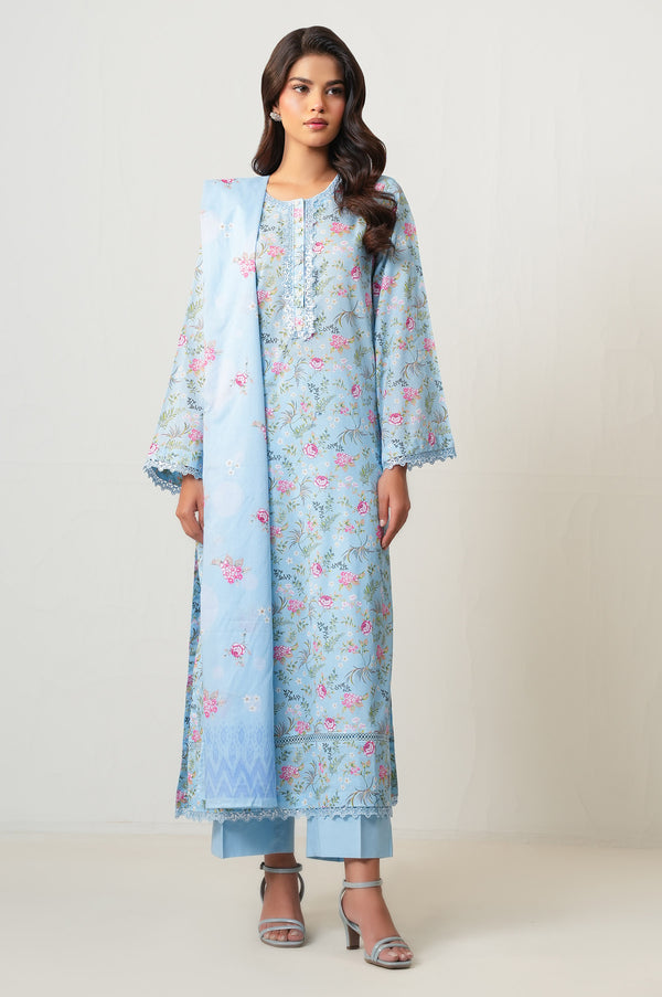 Unstitched 3 Piece Digital Printed Lawn Suit