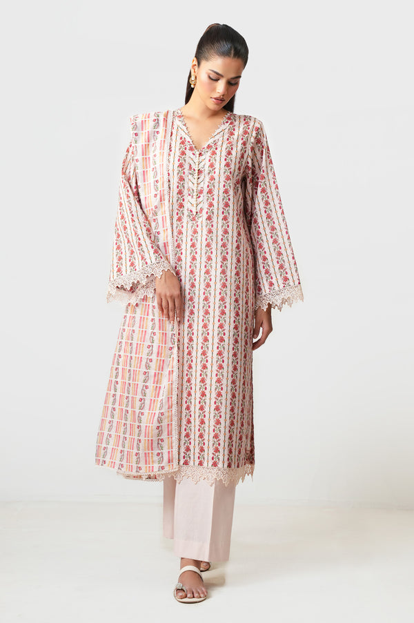 Unstitched 3 Piece Digital Printed Lawn Suit