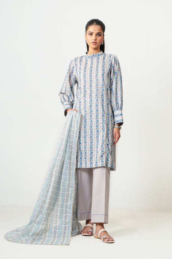 Unstitched 3 Piece Digital Printed Lawn Suit