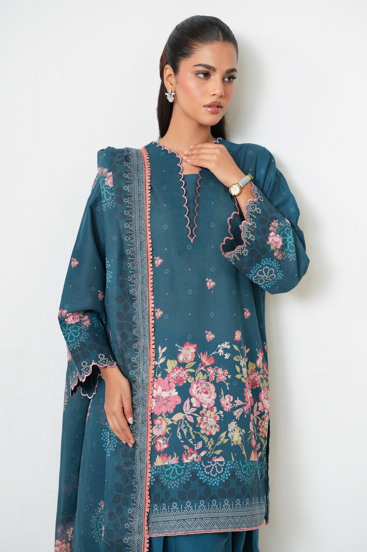 Unstitched 3 Piece Digital Printed Lawn Suit