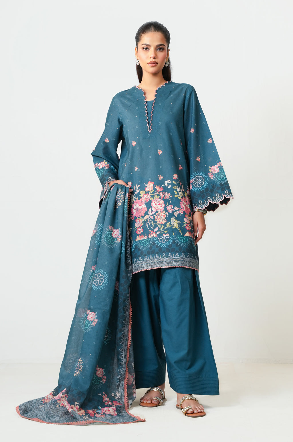 Unstitched 3 Piece Digital Printed Lawn Suit