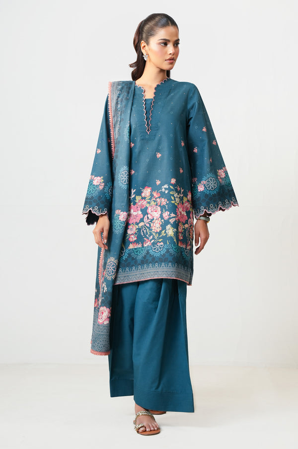 Unstitched 3 Piece Digital Printed Lawn Suit