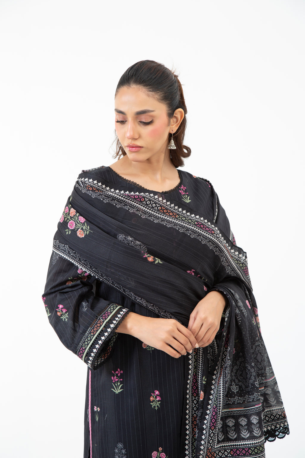 PRINTED CAMBRIC UNSTITCHED 3 PIECE SUIT