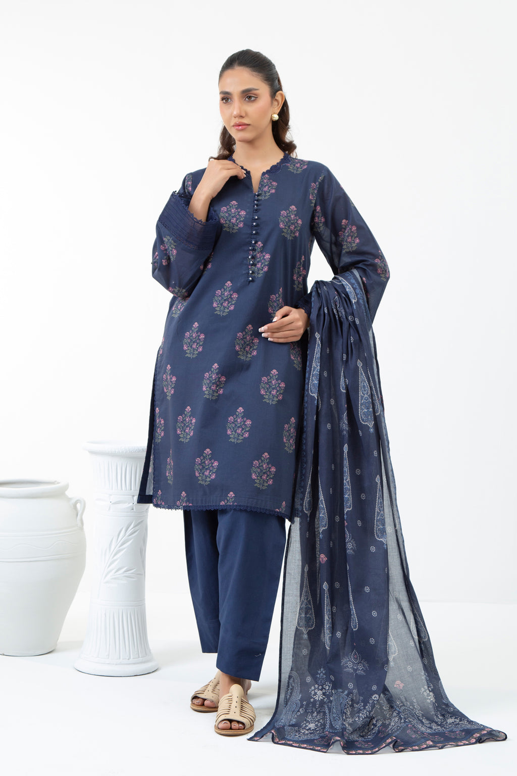 PRINTED CAMBRIC UNSTITCHED 3 PIECE SUIT