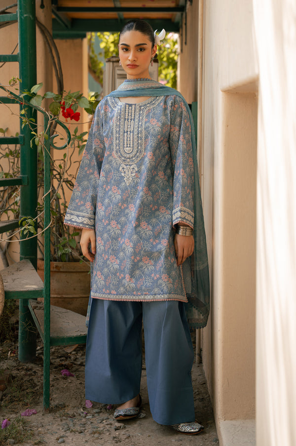 Unstitched 3 Piece Embroidered Lawn Suit