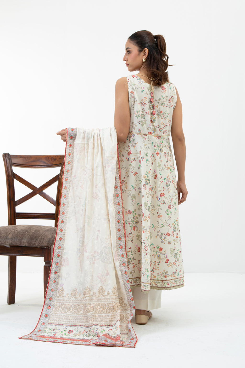 PRINTED JACQUARD UNSTITCHED 3 PIECE SUIT