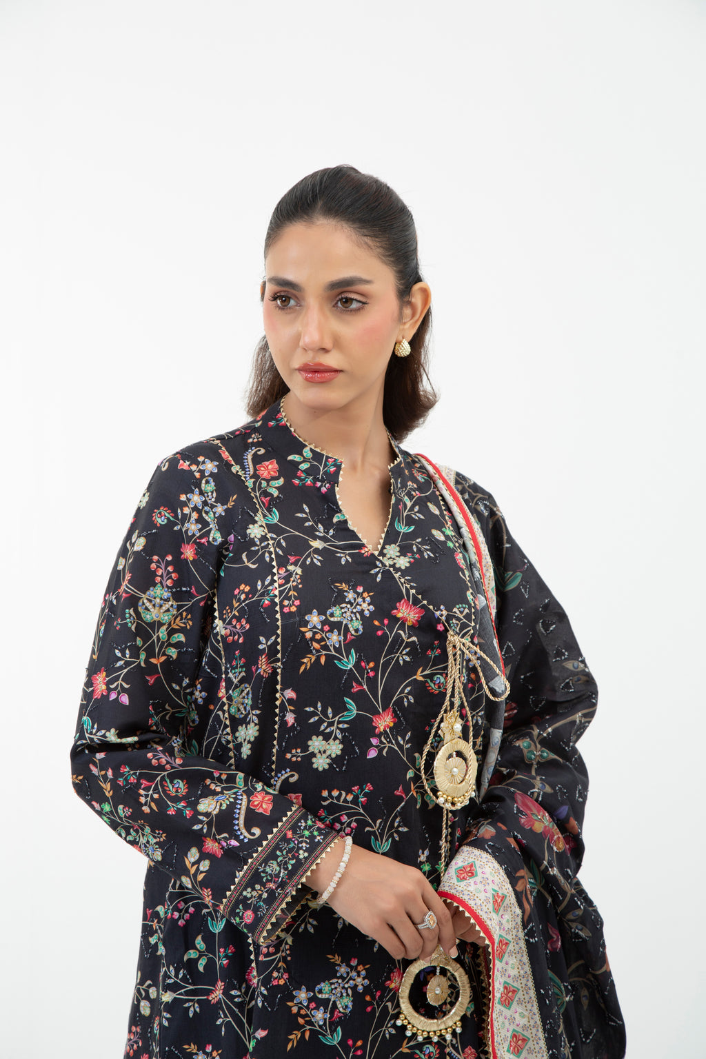 PRINTED JACQUARD UNSTITCHED 3 PIECE SUIT