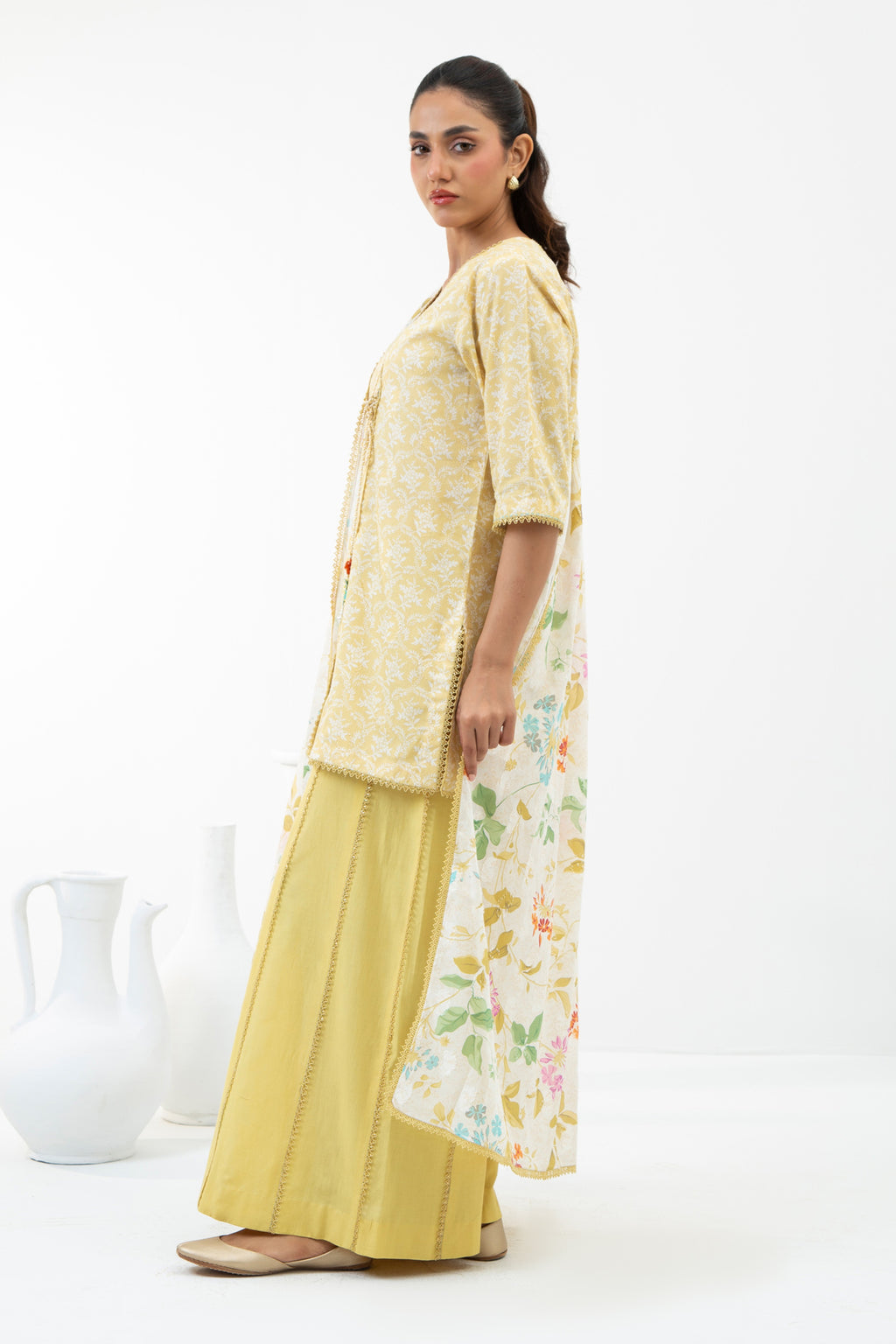 PRINTED JACQUARD UNSTITCHED 3 PIECE SUIT