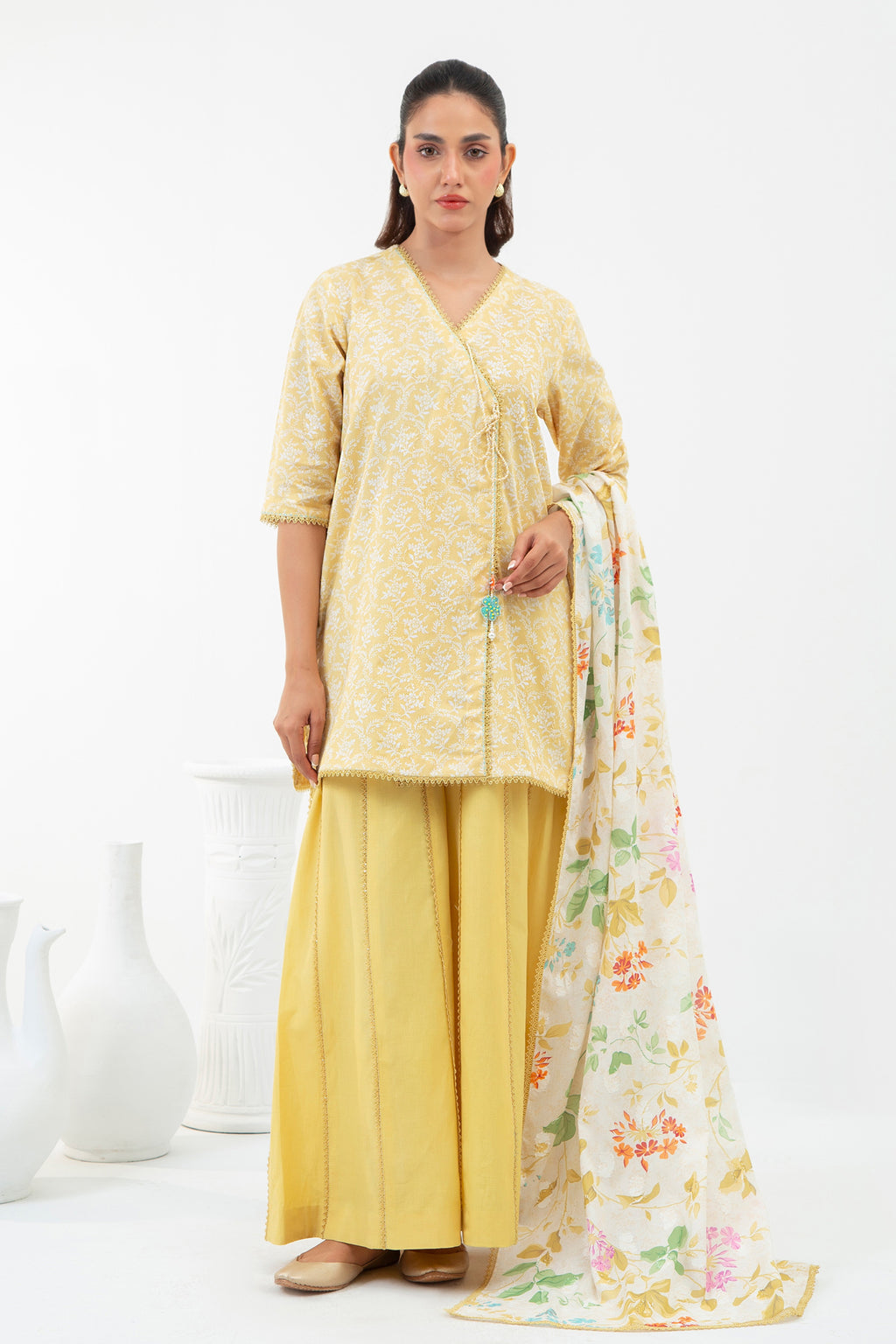 PRINTED JACQUARD UNSTITCHED 3 PIECE SUIT