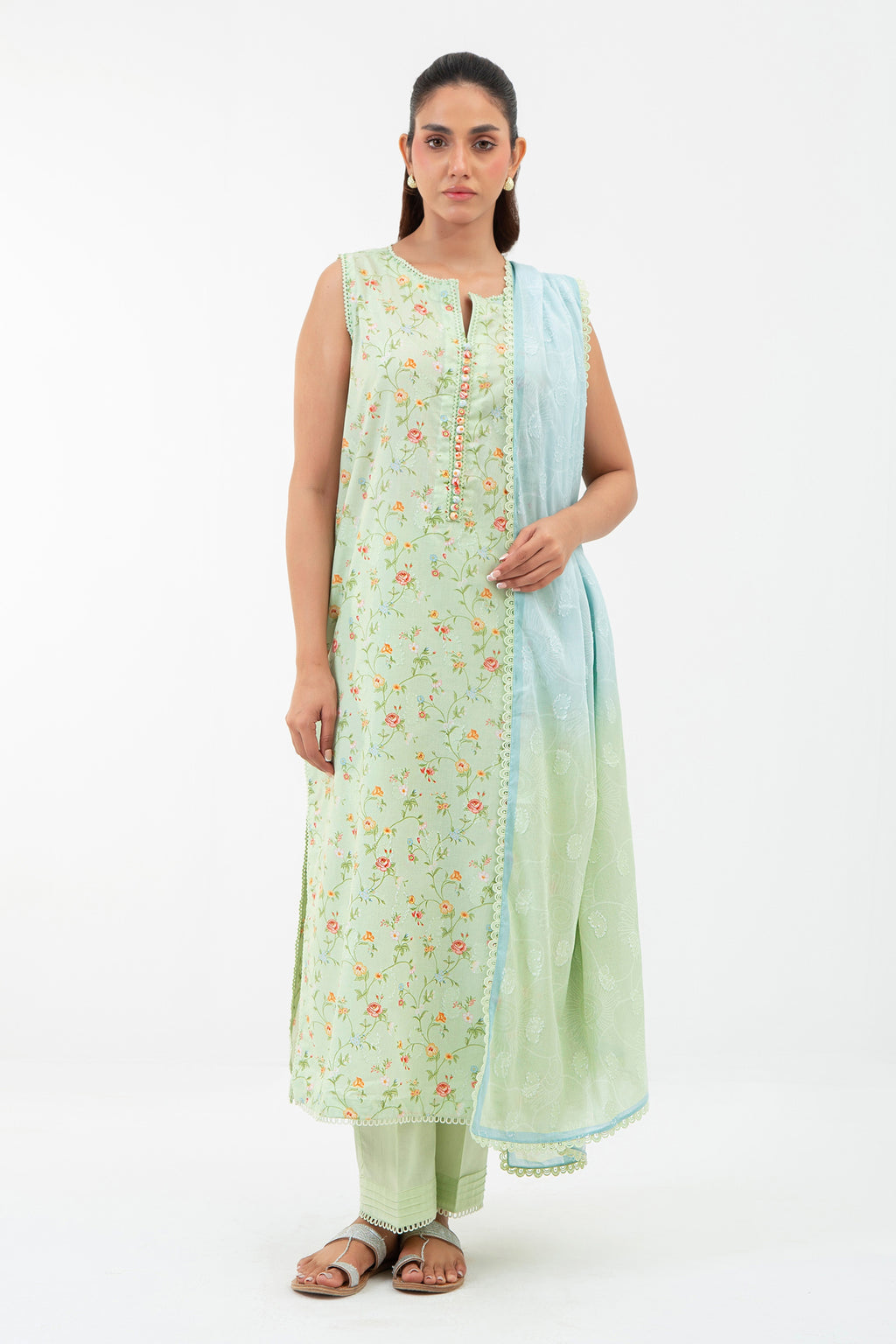 PRINTED JACQUARD UNSTITCHED 3 PIECE SUIT