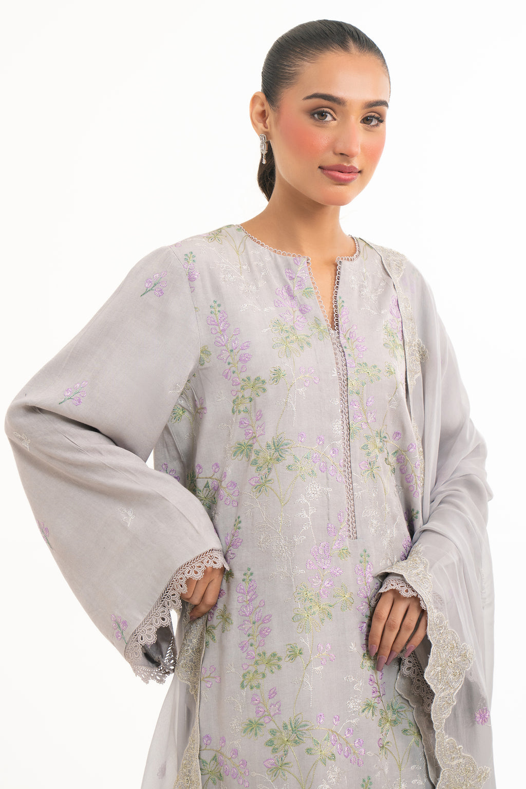 UNSTITCHED EMBROIDERED SUIT