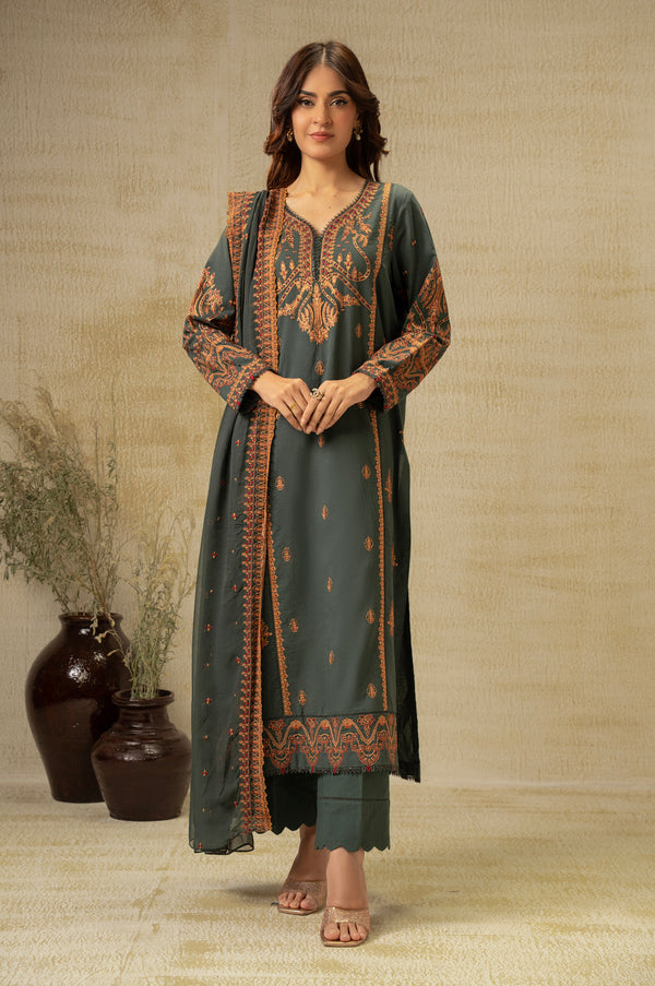 UNSTITCHED DYED EMBROIDERED SUIT
