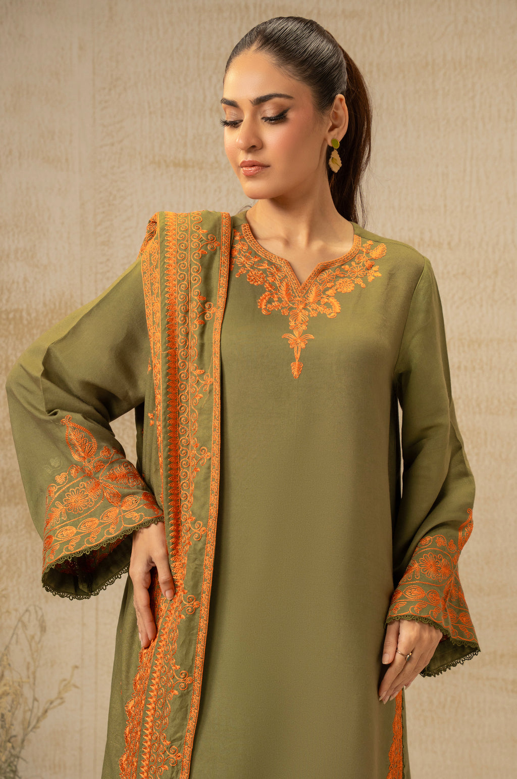 UNSTITCHED EMBROIDERED SUIT