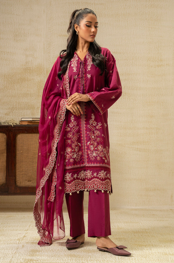 UNSTITCHED DYED EMBROIDERED SUIT