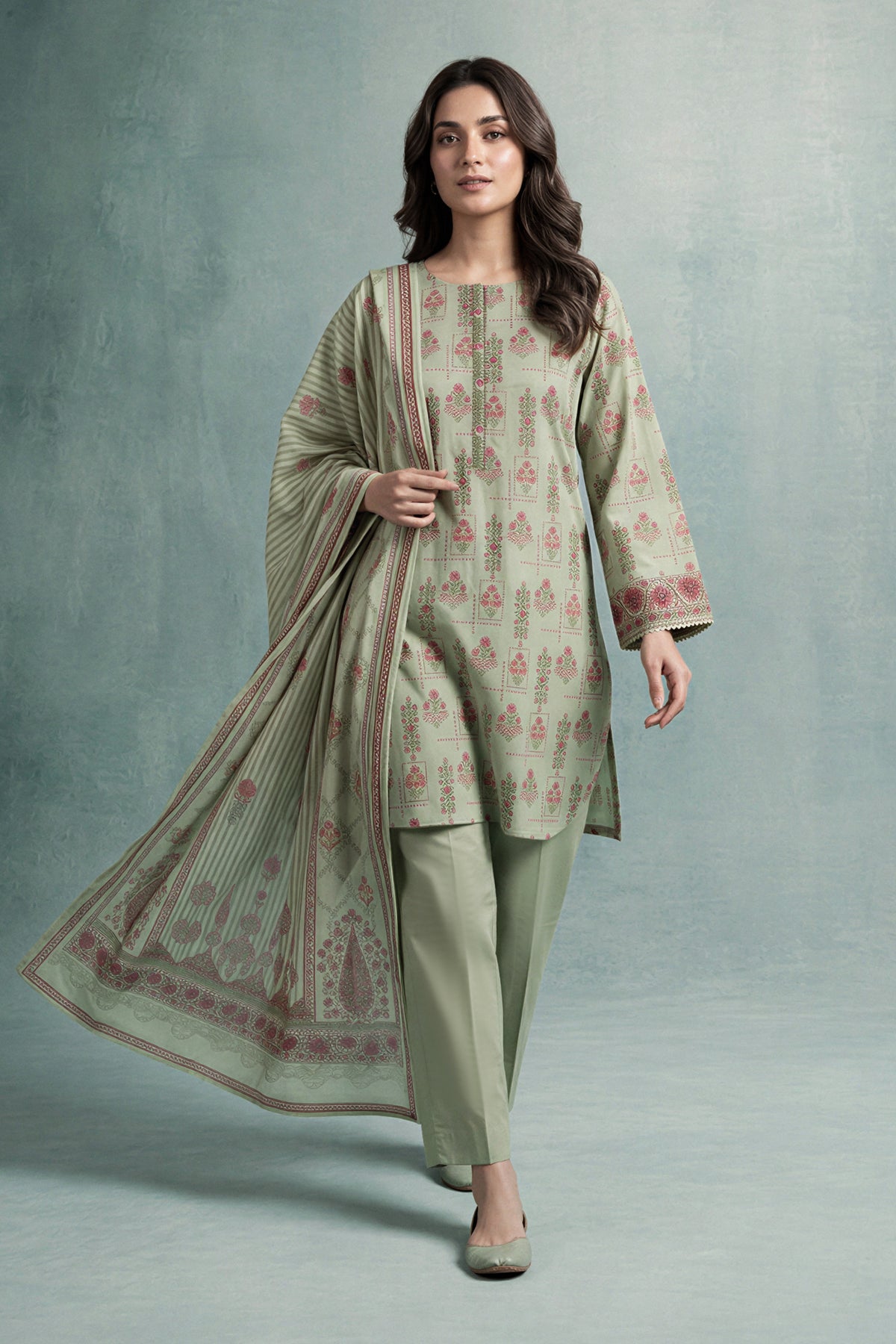Printed Cambric Unstitched 3-Piece