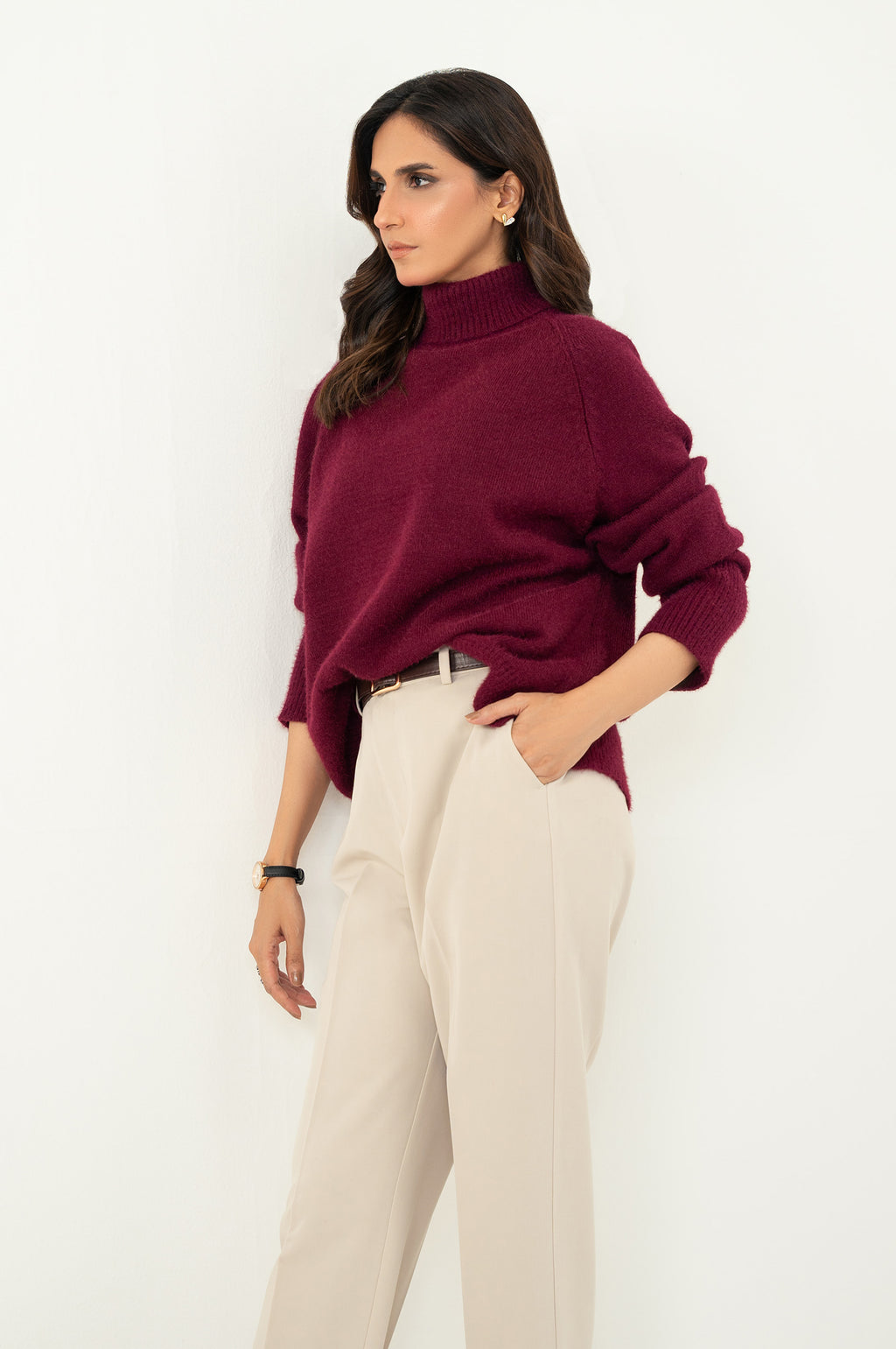 Narrow Leg Formal Pants - Khaki