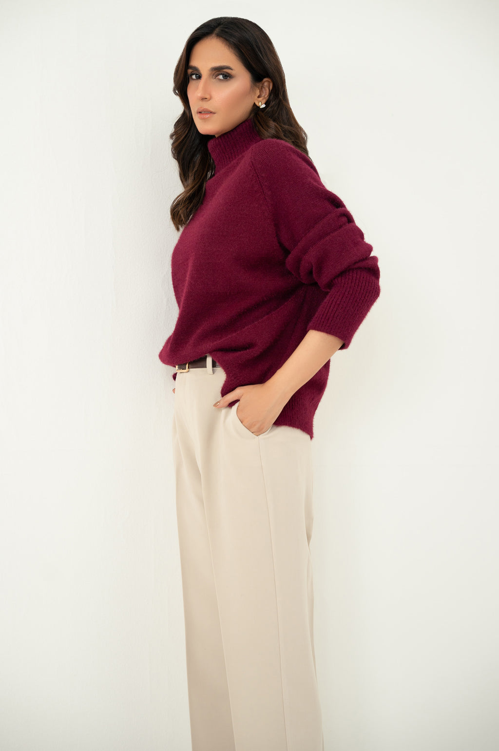 Narrow Leg Formal Pants - Khaki