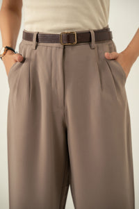 Wide Leg Formal Pants - Light Brown