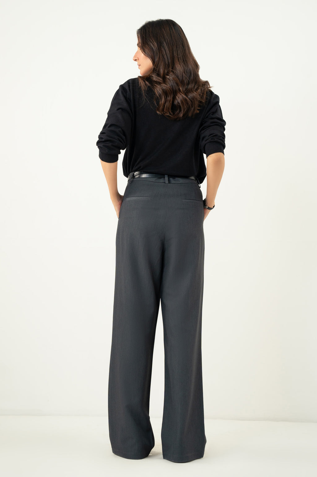 Wide Leg Formal Pants - Grey