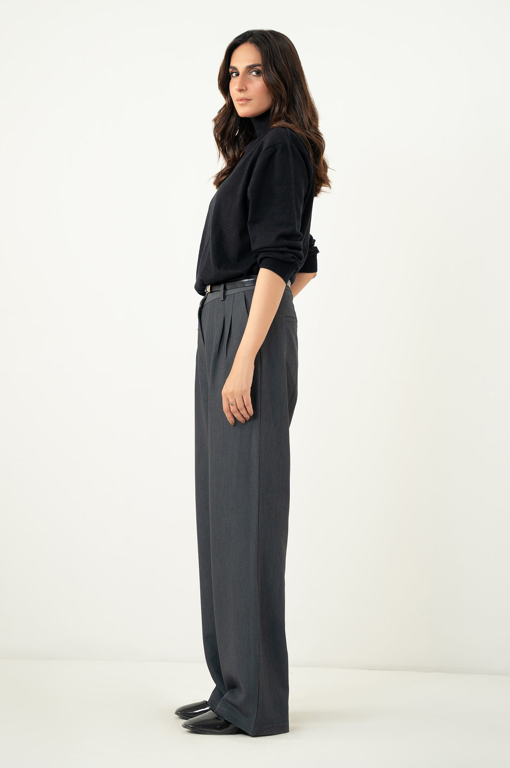 Wide Leg Formal Pants - Grey