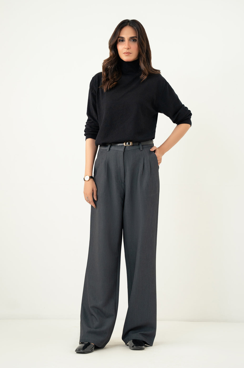 Wide Leg Formal Pants - Grey