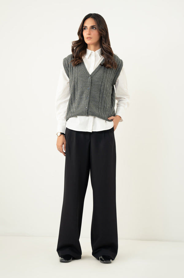 Wide Leg Formal Pants - Black