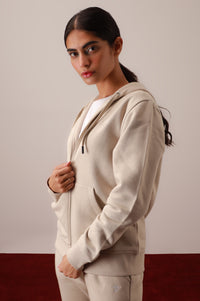 Beige Zipper Hoodie