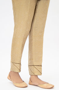 Embellished Jamawar Cigarette Pants - Gold (FACTORY E-OUTLET)