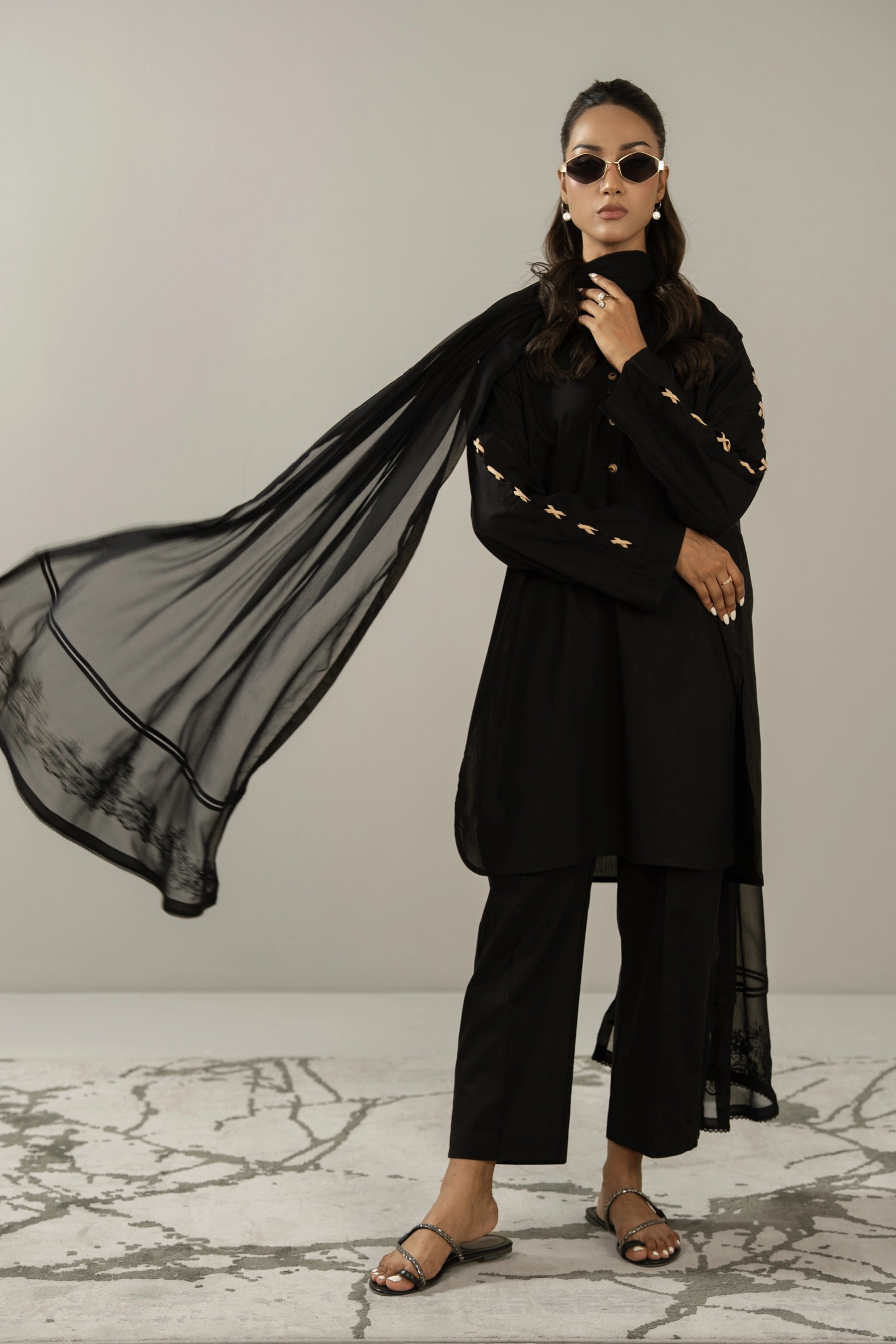 EMBROIDERED CHIFFON STITCHED DUPATTA