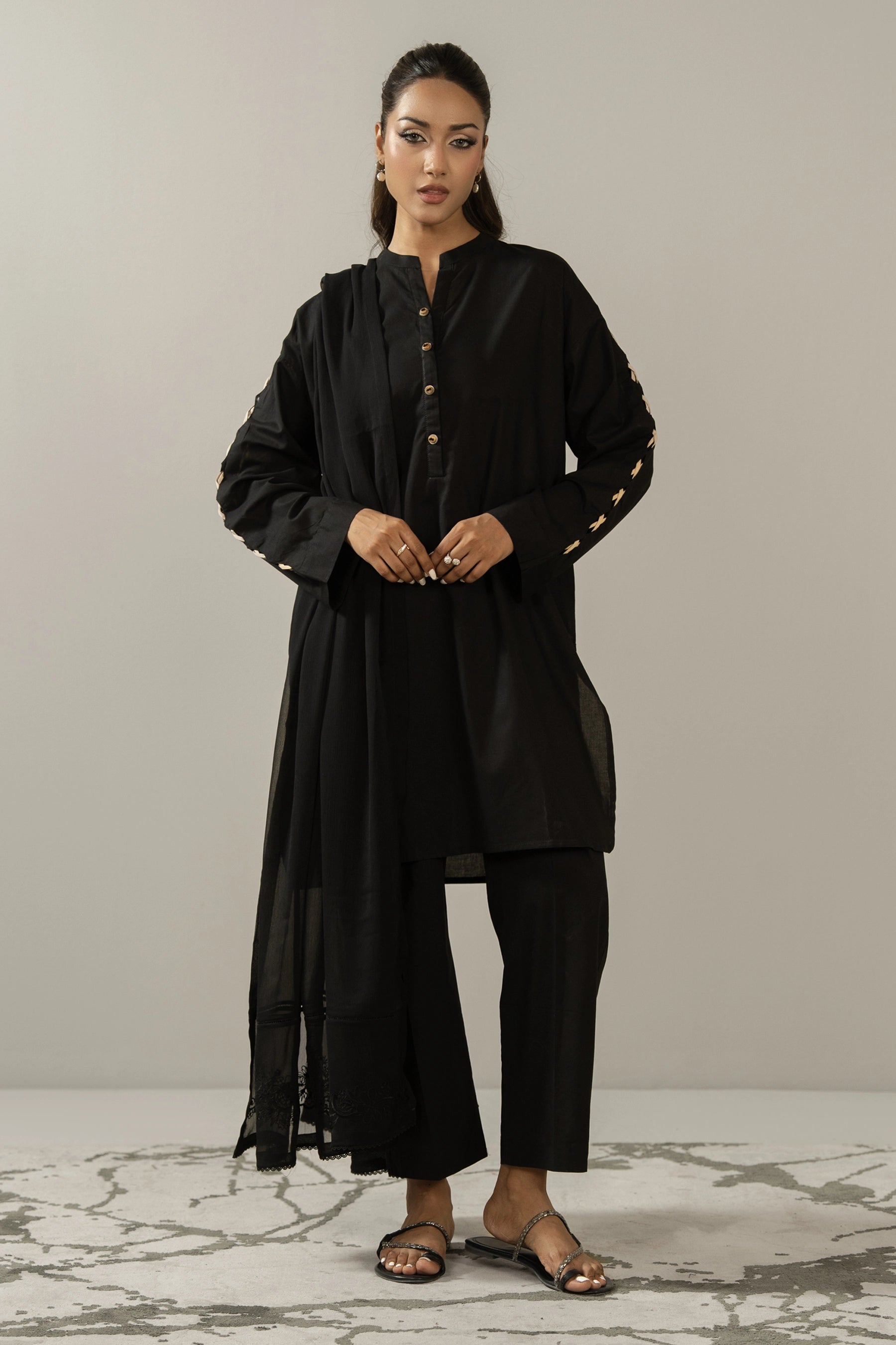 EMBROIDERED CHIFFON STITCHED DUPATTA