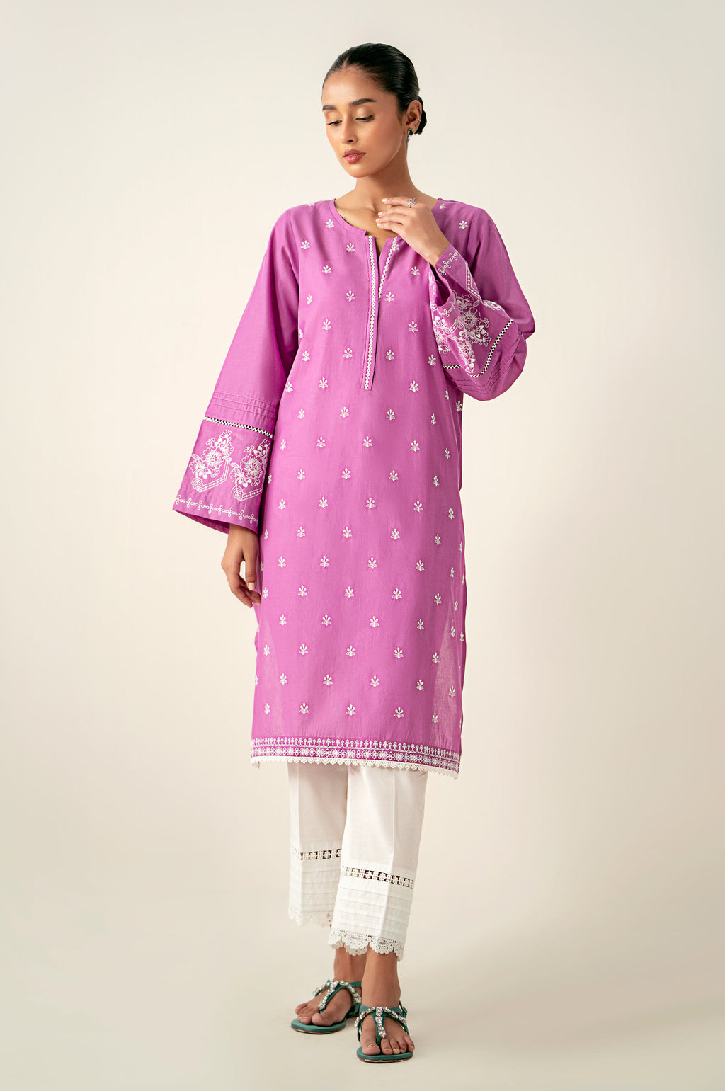 Stitched 1 Piece Embroidered Chikankari Lawn Shirt