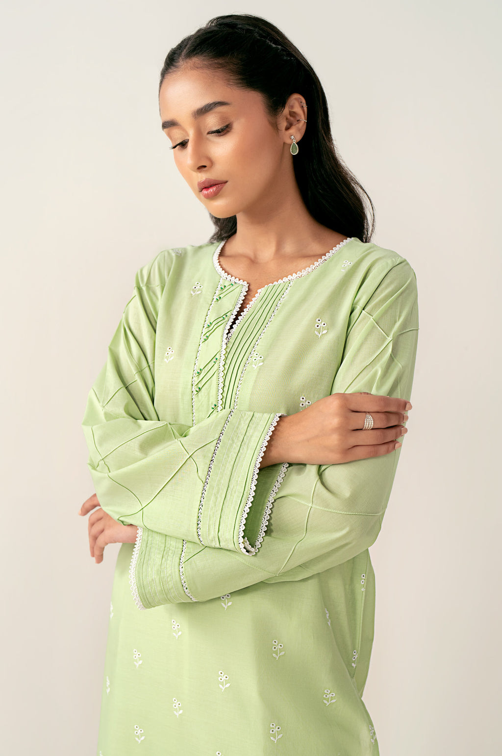 Stitched 1 Piece Embroidered Chikankari Lawn Shirt