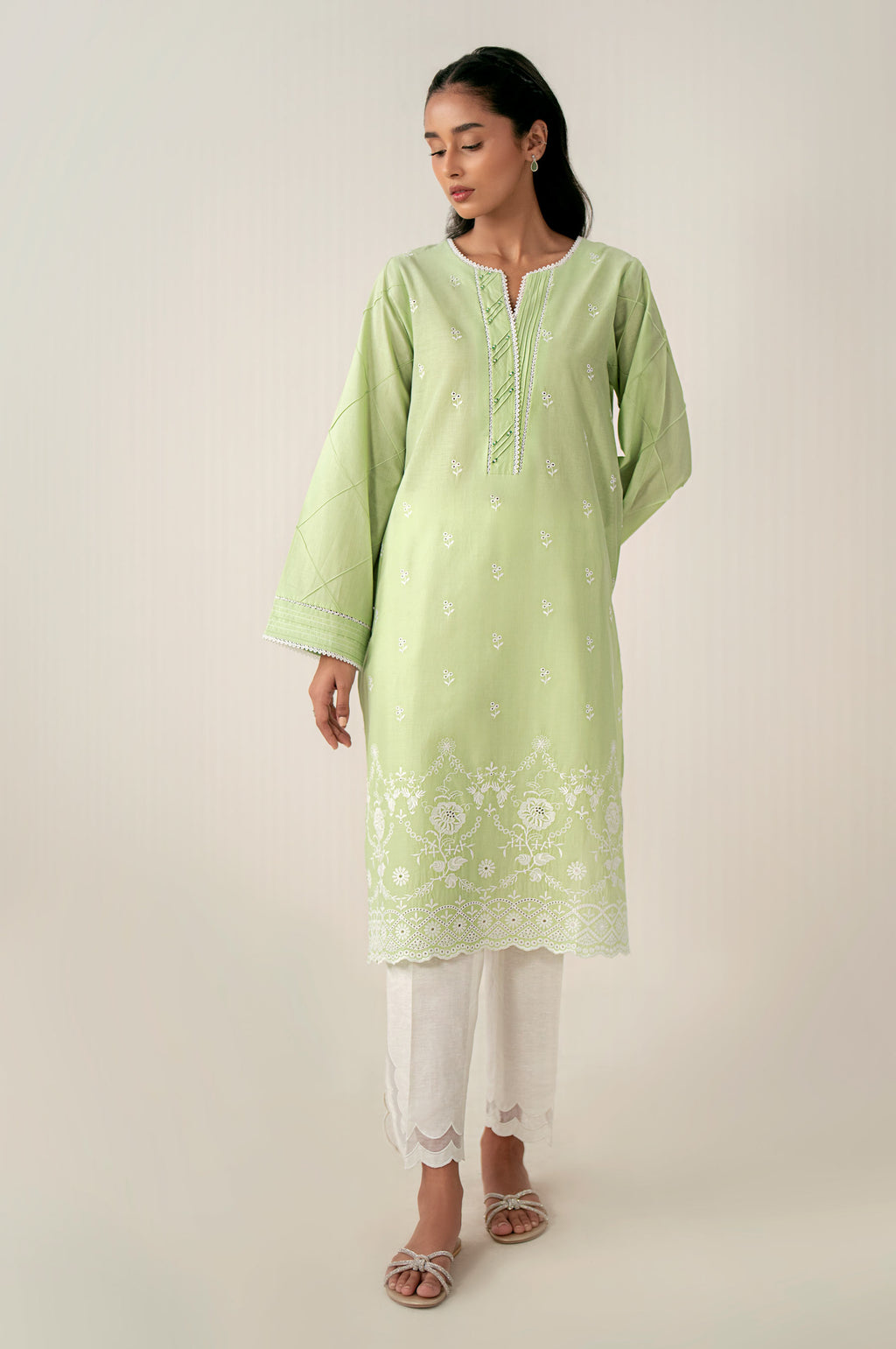 Stitched 1 Piece Embroidered Chikankari Lawn Shirt