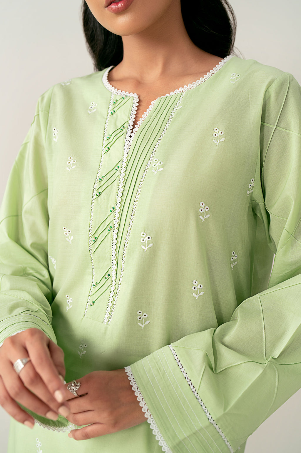 Stitched 1 Piece Embroidered Chikankari Lawn Shirt
