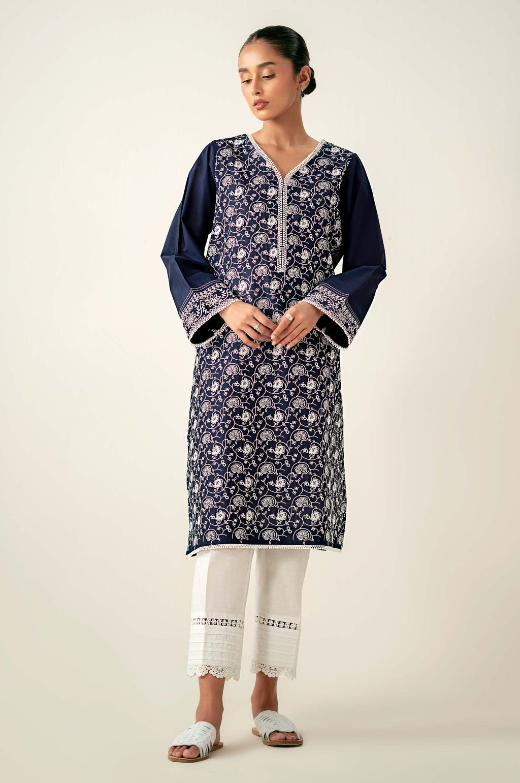 Stitched 1 Piece Embroidered Chikankari Lawn Shirt