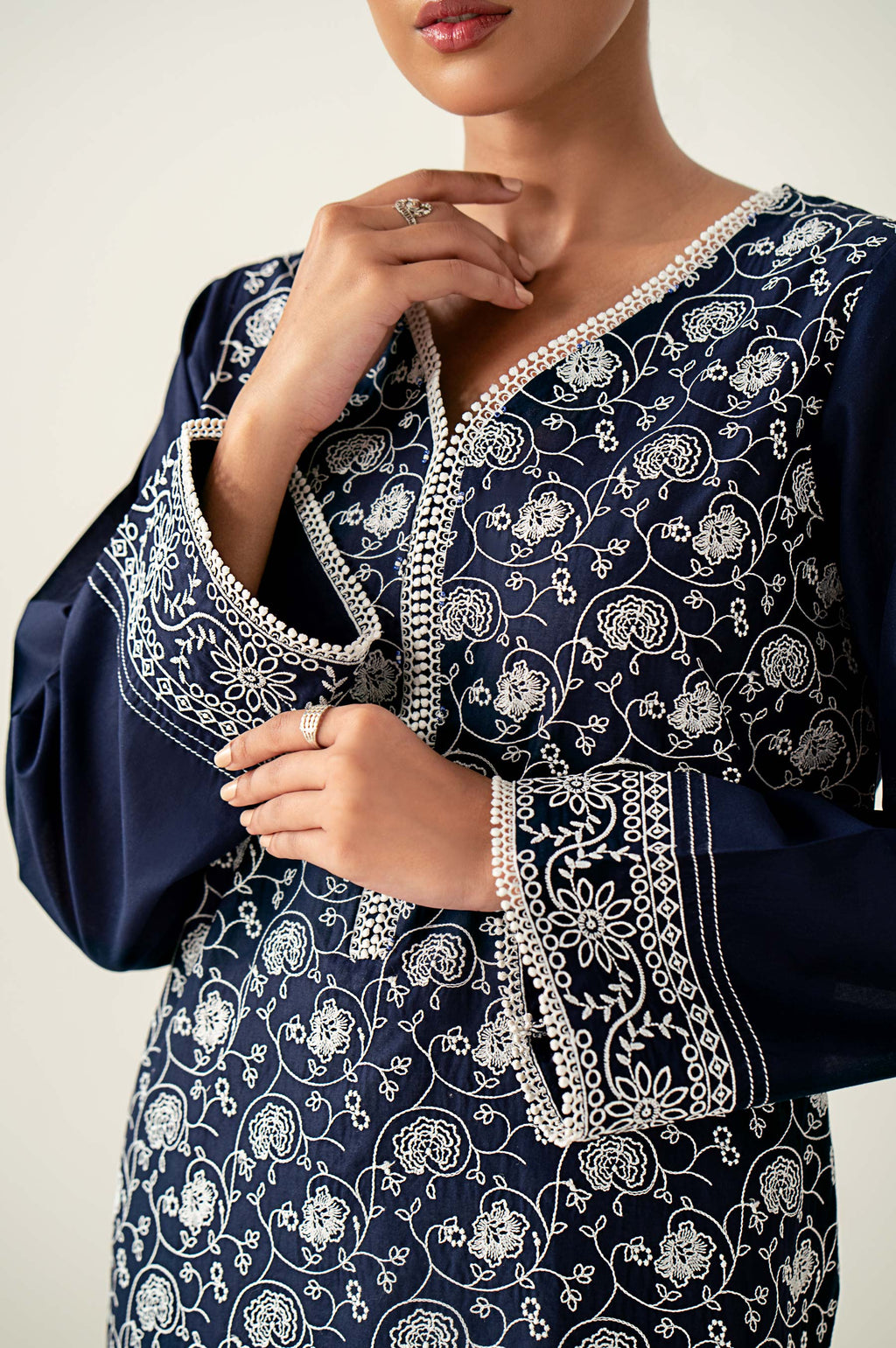 Stitched 1 Piece Embroidered Chikankari Lawn Shirt