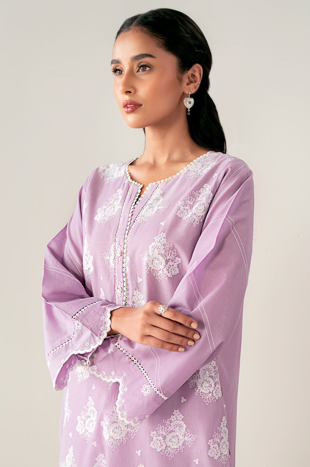 Stitched 1 Piece Embroidered Chikankari Lawn Shirt