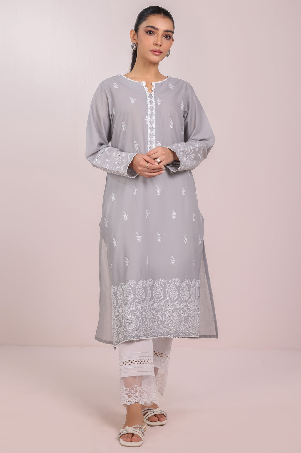 Stitched 1 Piece Embroidered Chikankari Lawn Shirt