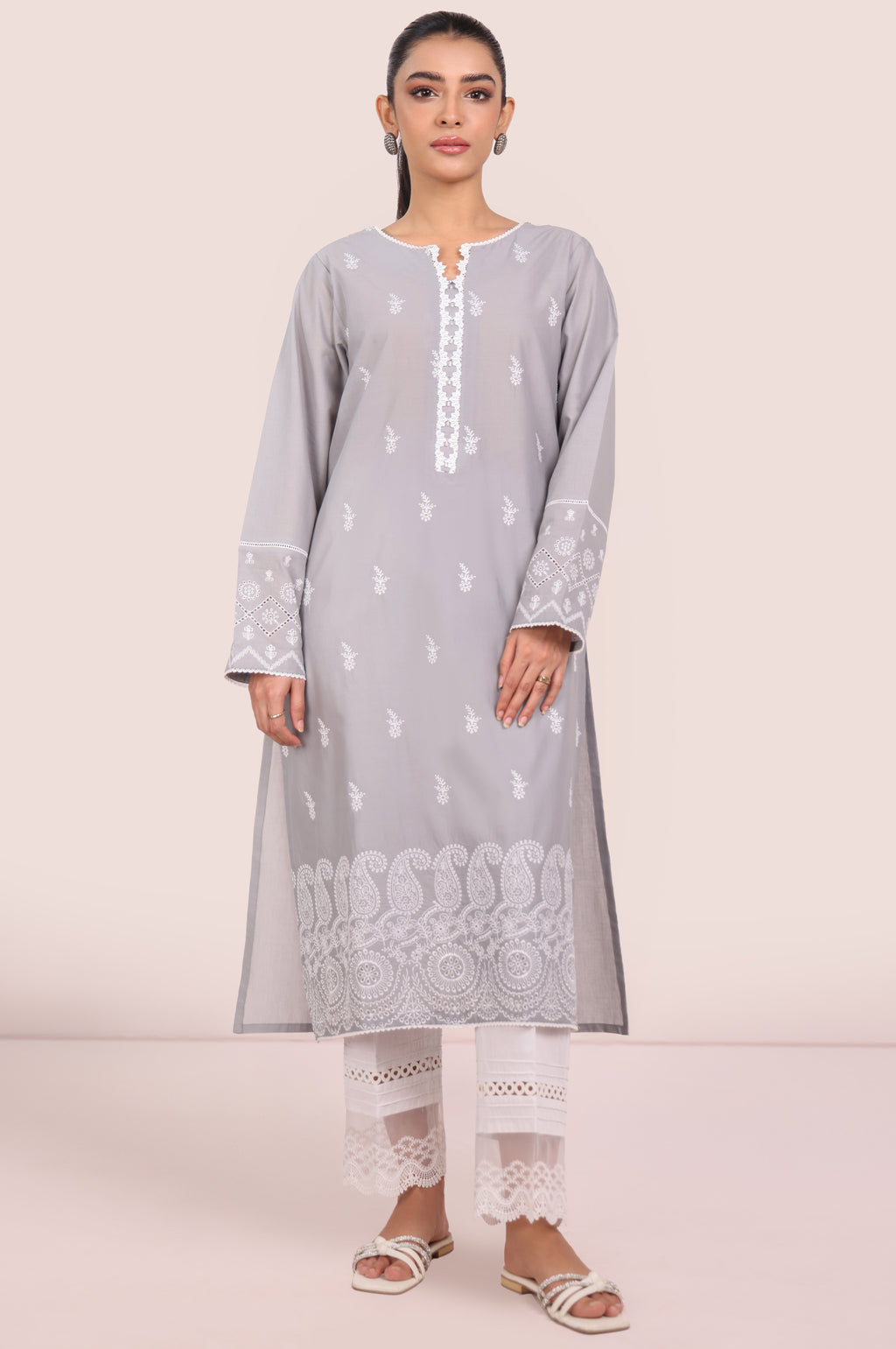 Stitched 1 Piece Embroidered Chikankari Lawn Shirt